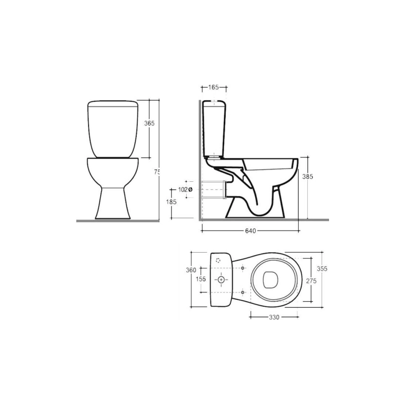 Унитаз в компл. Позитано ЖС бел. н/п Инкоэр (сид+крепл) с1