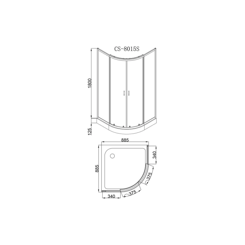 Душевое ограждение 90*90*195см. низ.поддон 13см. (CS-8015GB) ХРОМ