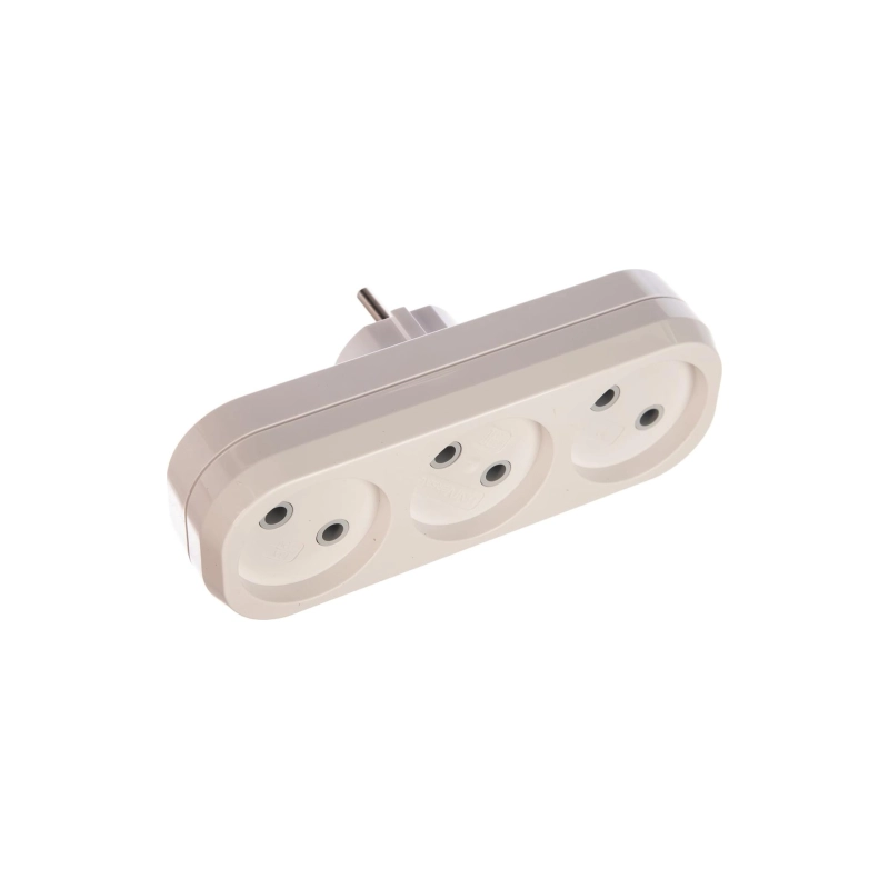 Разветвитель UNIVersal 3гн. б/з плоский белый 10А 250В