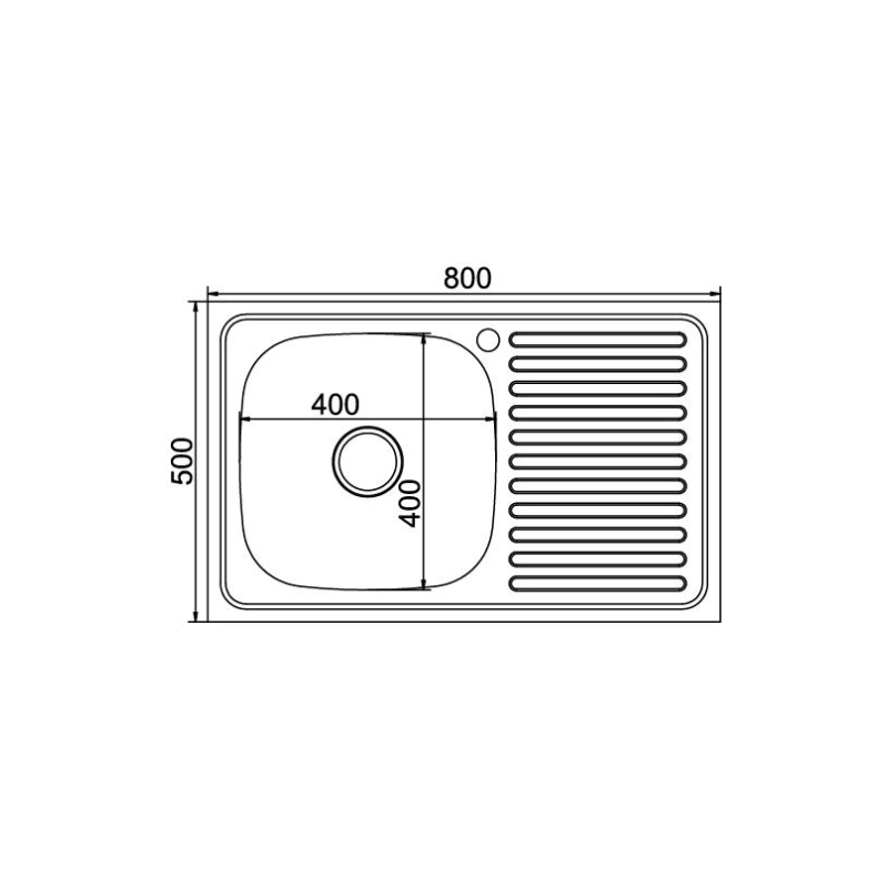Мойка 80*50 (0,8) лев вып 3 1/2 с сифоном (глуб.18 см)