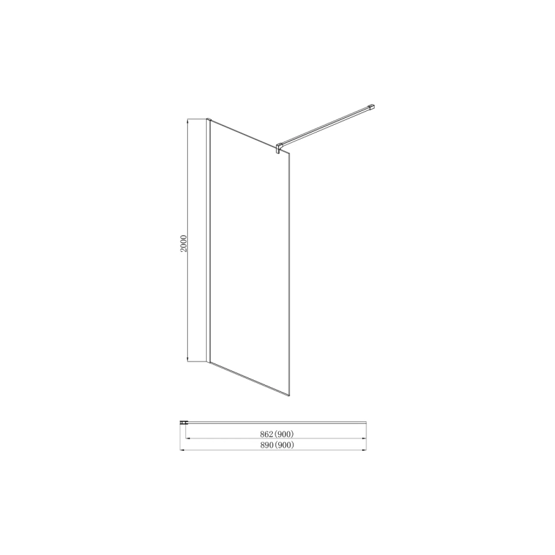 Душевая перегородка 90*200см. Walk-in с держателем (AQ WW 09020CH)