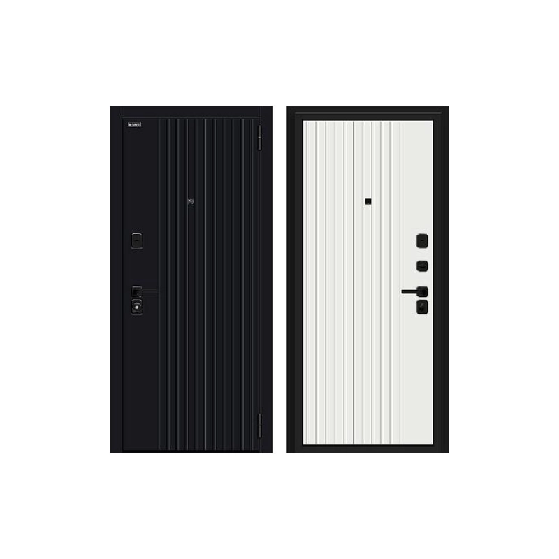 Дверь входная R-3 Граффити-32/32 2050/960 Левая /Total black/Super white/Лунный камень