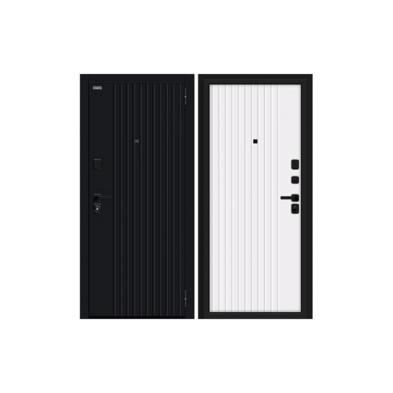 Дверь входная R-3 Граффити-32/SBlack 2050/860 Правая /Black/Shell/white Pro/Лунный камень