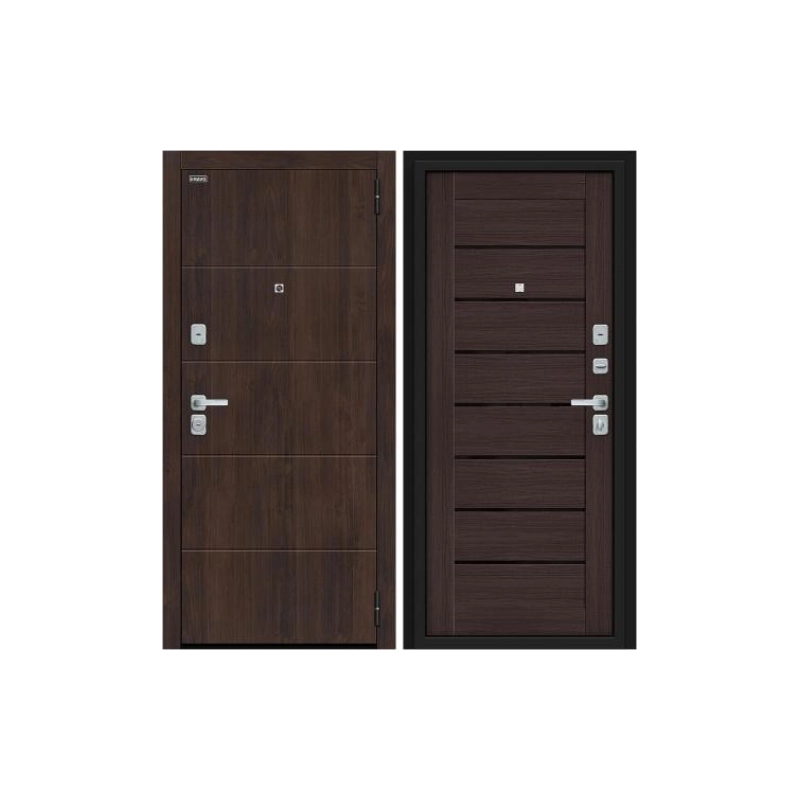 Дверь входная R-3 Прайм/BChrome 2050/860 Левая/Almon/Wenge Melinga BSh/Лунный камень