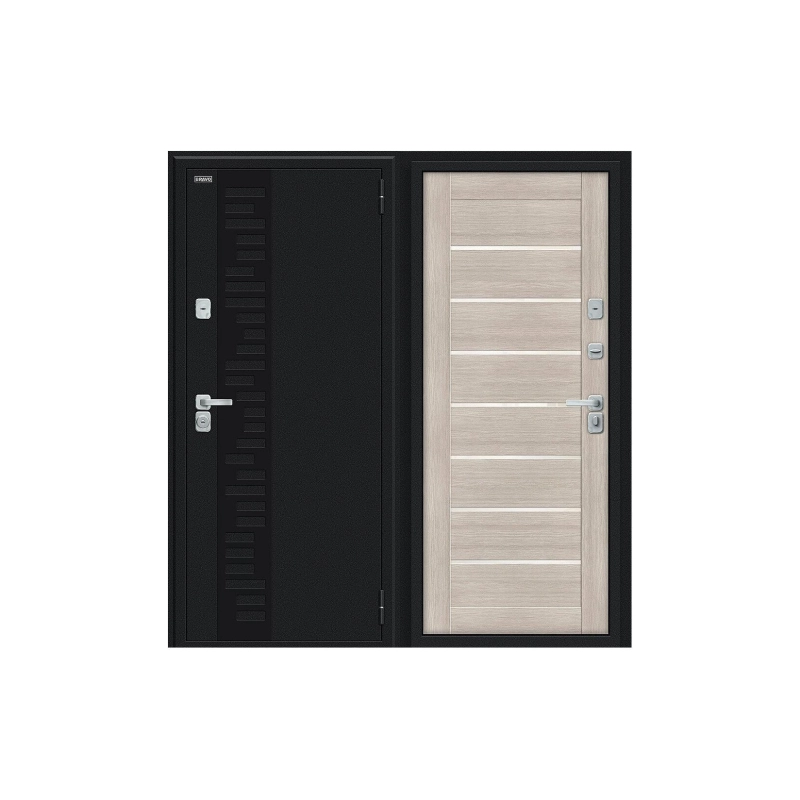 Дверь входная THERMO-2 Техно Декор-2 2050/860 Левая /Snow Melinga WW/Букле черное