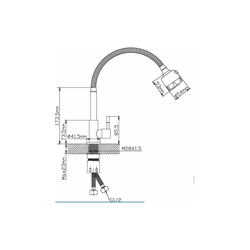 Кран Potato на одну воду с гибким излив. P5800S
