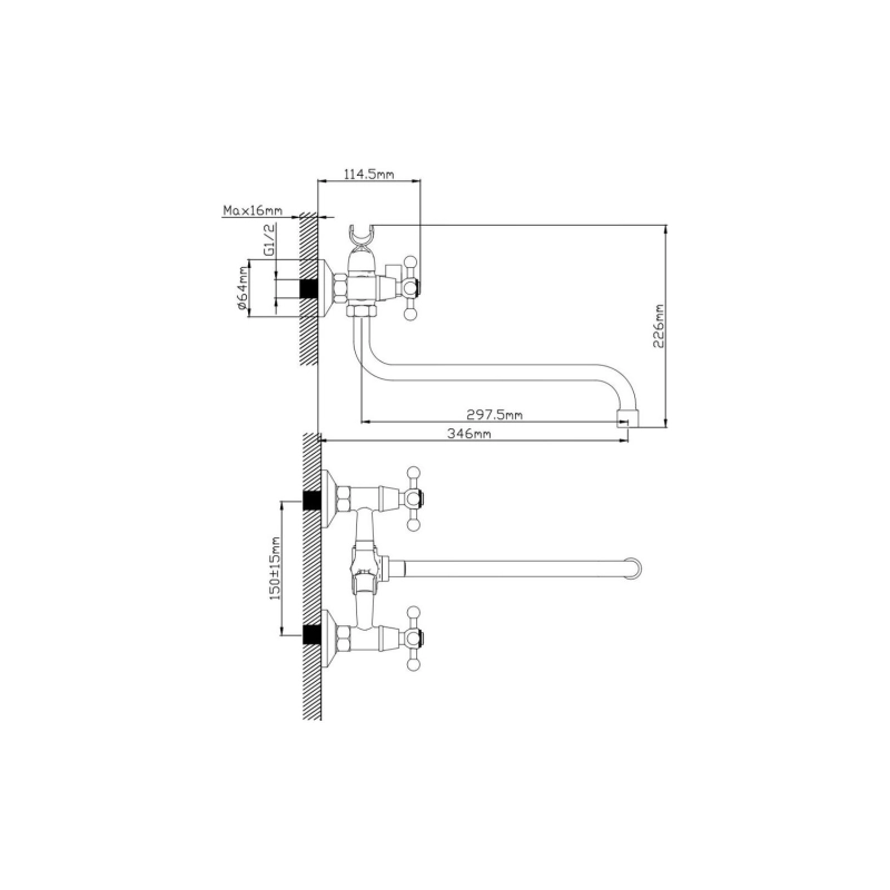 Смеситель Эверест ванна с круг.излив. В22-352