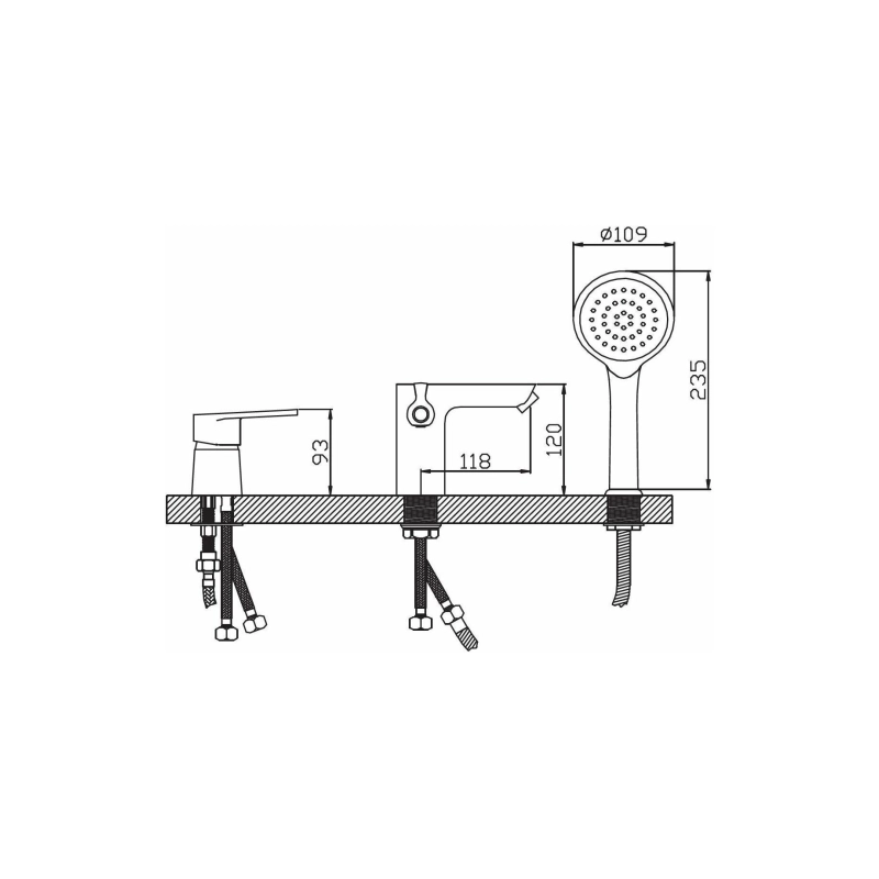 Р1130-7 Смеситель Potato д/ванной тройной вырезной