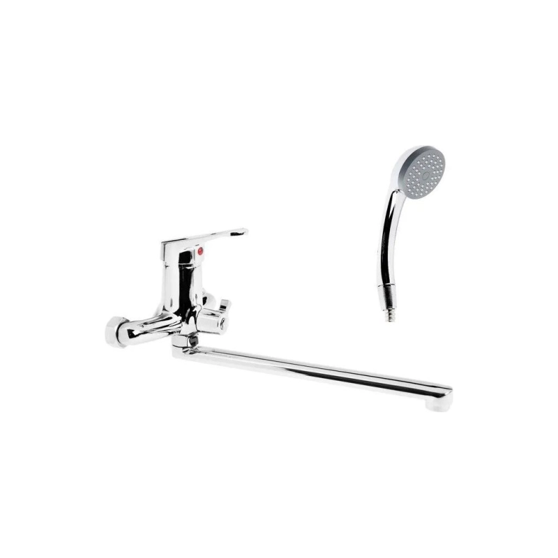 Смеситель Эверест ванна унив. с плоск.прям.излив. и пер.для душа В22-028