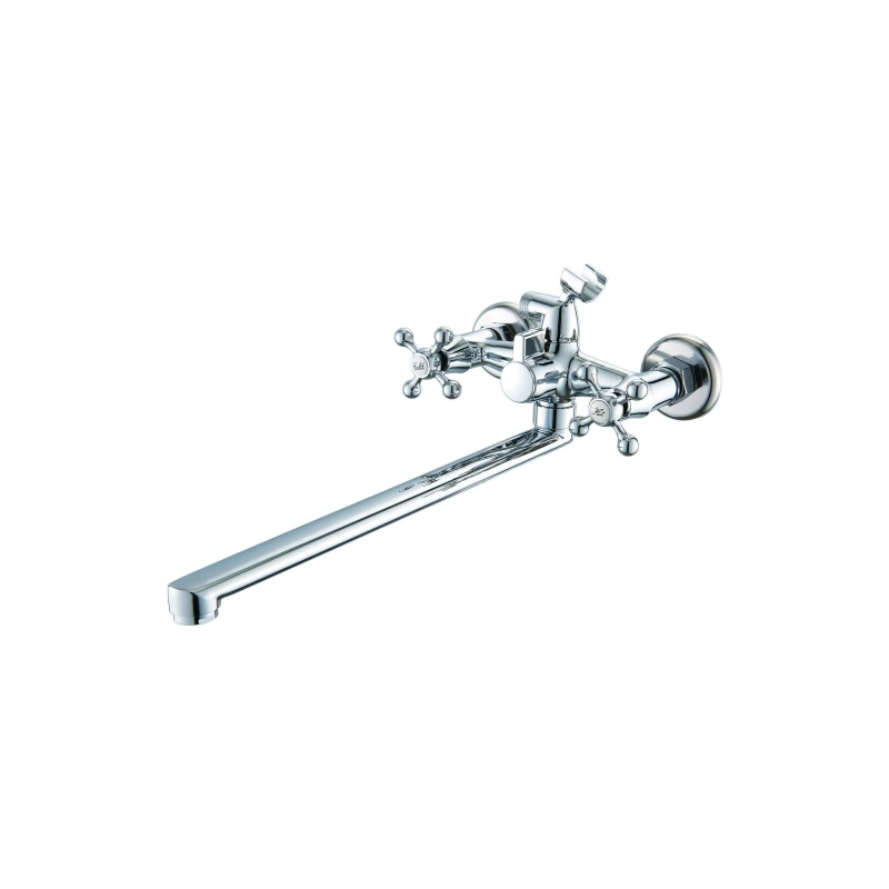 Смеситель Эверест ванна унив. с плоск.прям.излив. и пер.для душа В23-351