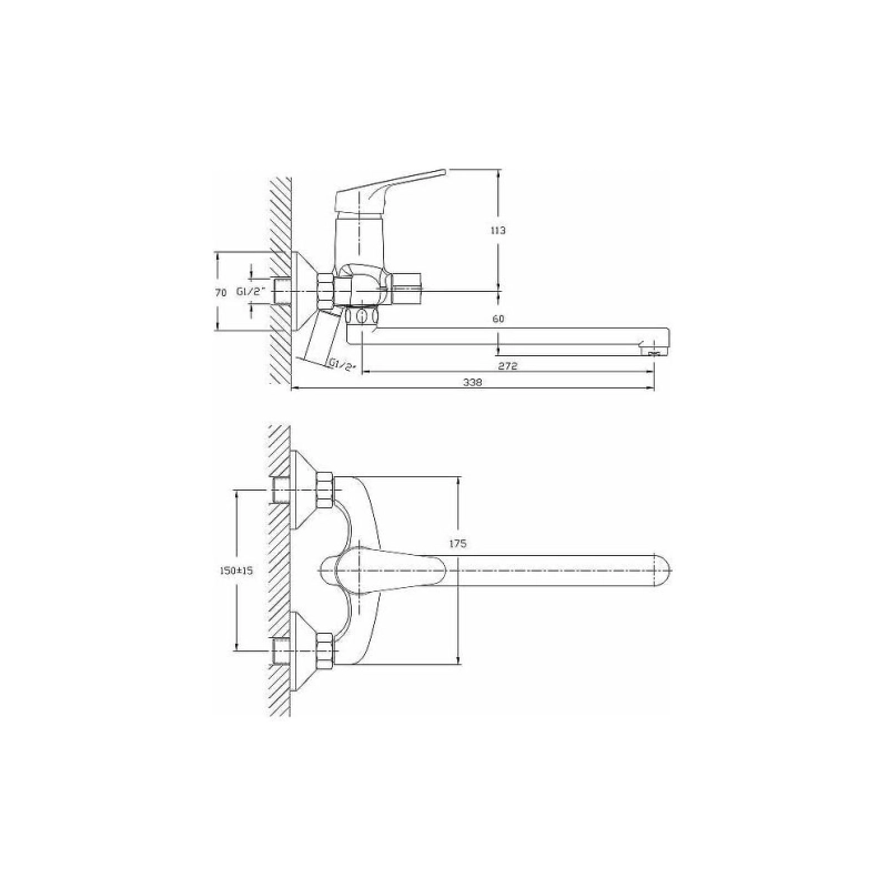 HB2216 Смеситель HAIBA д/ванны длин.излив