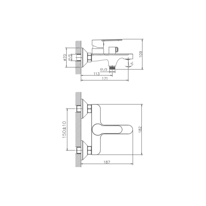 HB60557-8 Смеситель HAIBA д/душа бел/хром