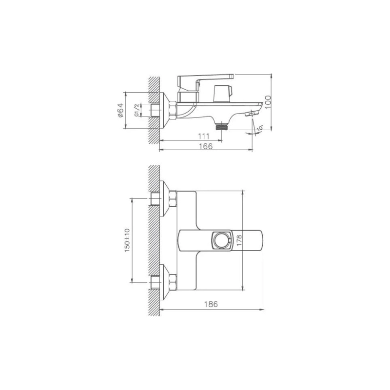 HB60176 Смеситель HAIBA д/ванны хром