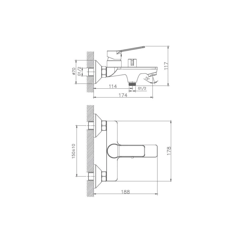 HB60559 Смеситель HAIBA д/ванны хром