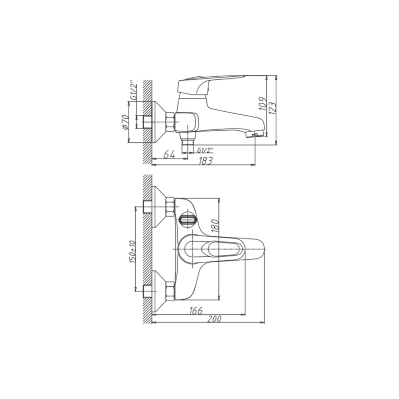 HB3204 Смеситель HAIBA д/ванны кор.излив шаровый перекл.хром