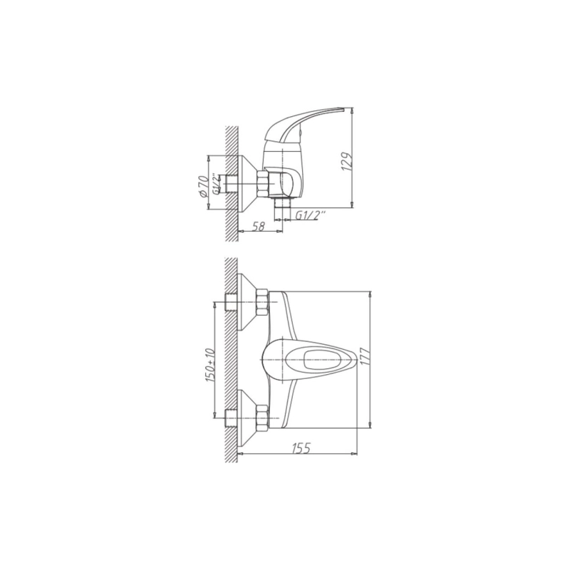 НВ2003 Смеситель HAIBA д/душа однорычажн. хром