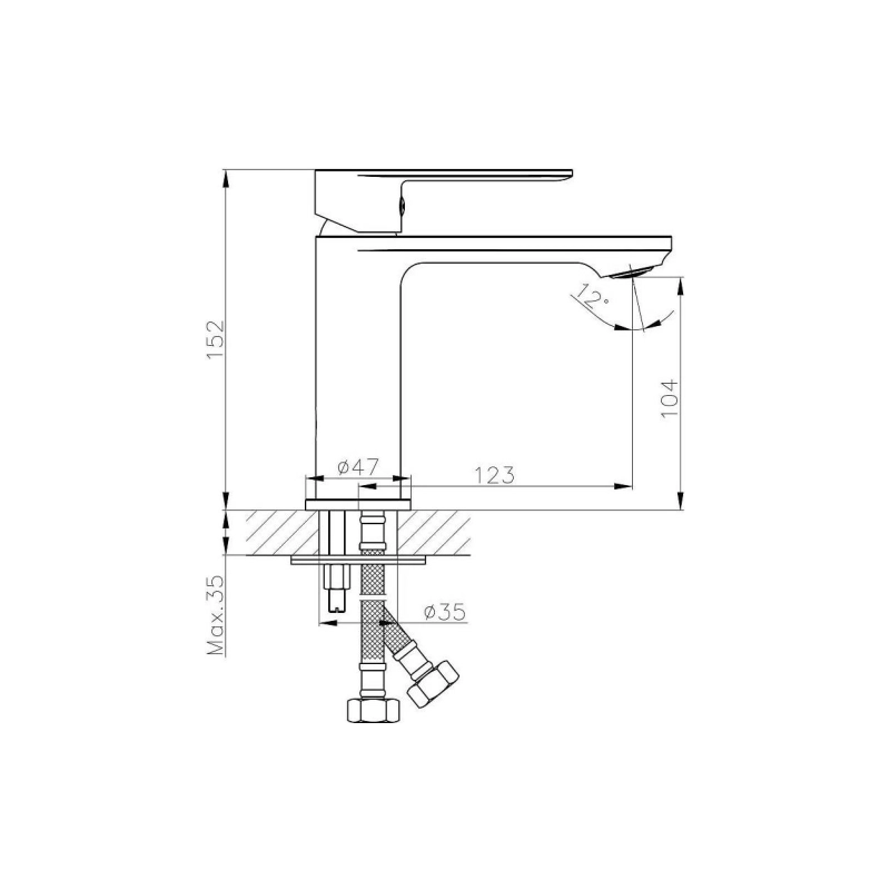 HB10590 Смеситель HAIBA д/раковины, однорыч.хром, д30, латунь