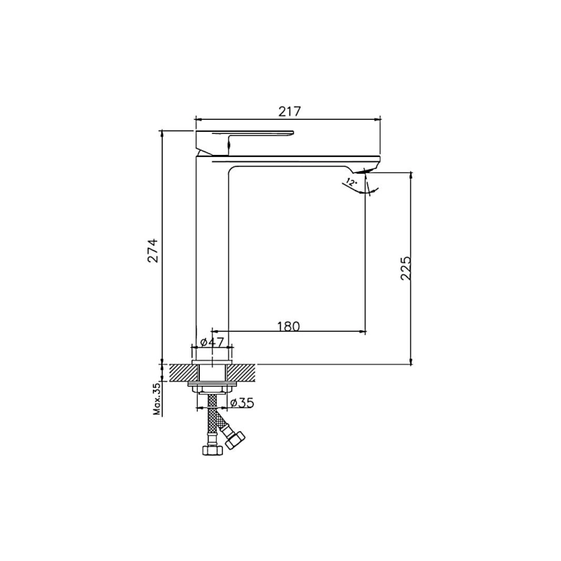 HB11590-7 Смеситель HAIBA д/раковины, однорыч., д 35, латунь черный