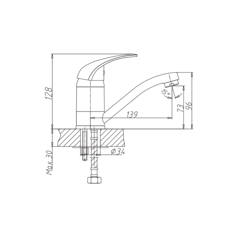 HB4503 Смеситель HAIBA д/раковины гайка, однорыч.,хром