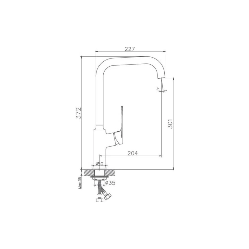 HB70533-3 Смеситель HAIBA д/кухни с гайкой, пепельный
