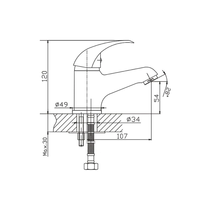 HB1015 Смеситель HAIBA д/раковины, однорыч., хром