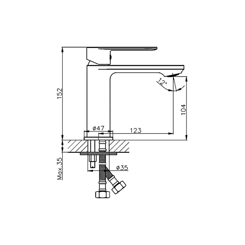 HB10590-7 Смеситель HAIBA д/раковины, однорыч.хром, д35, латунь черный