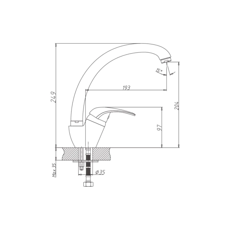 HB4103 Смеситель HAIBA д/кухни хром