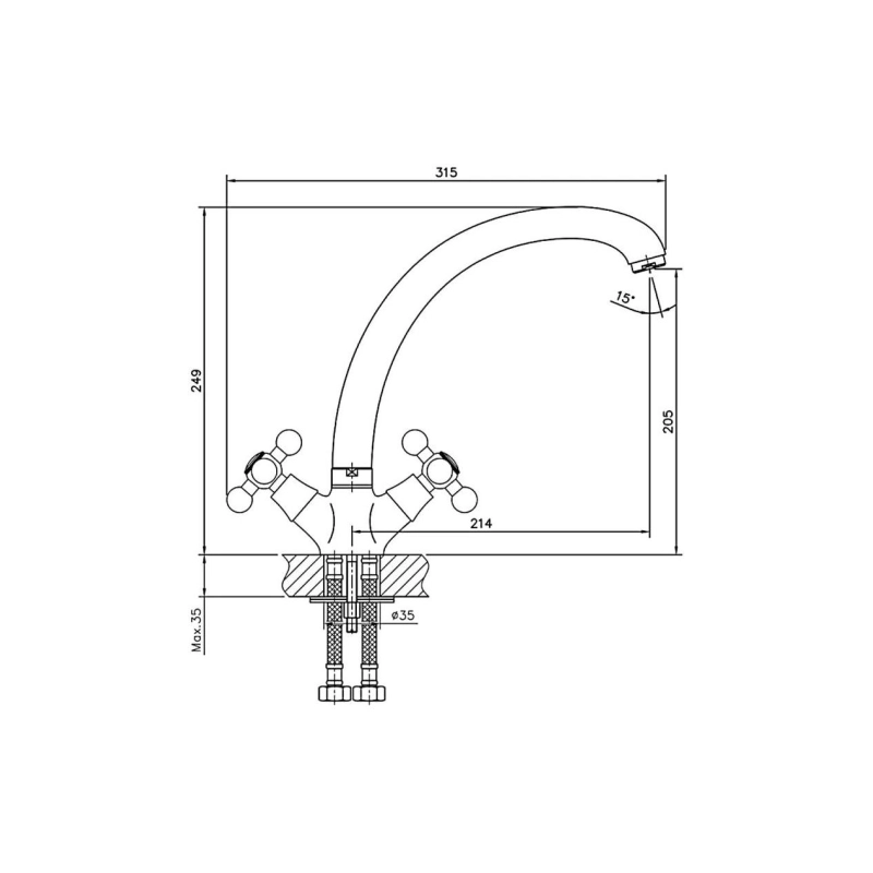 HB4719 Смеситель HAIBA д/кухни хром