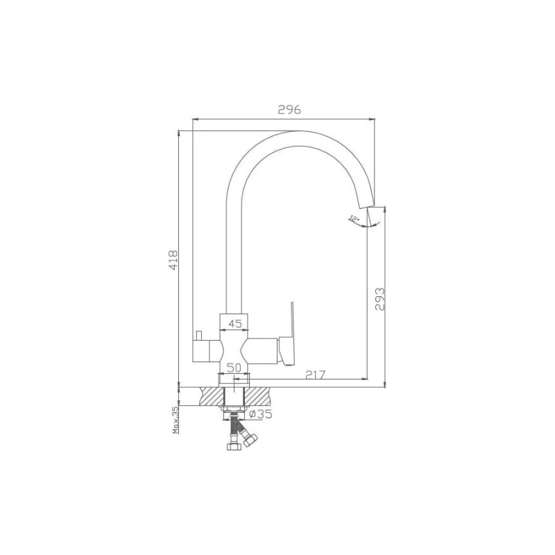 HB76801 Смеситель д/кухни с переключателем фильтра д/пит.воды