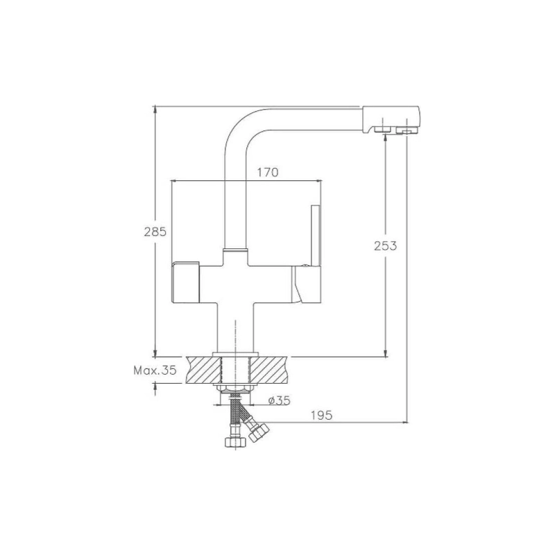 HB70088-7 Смеситель HAIBA д/кухни латунь черный с подкл.фильтра