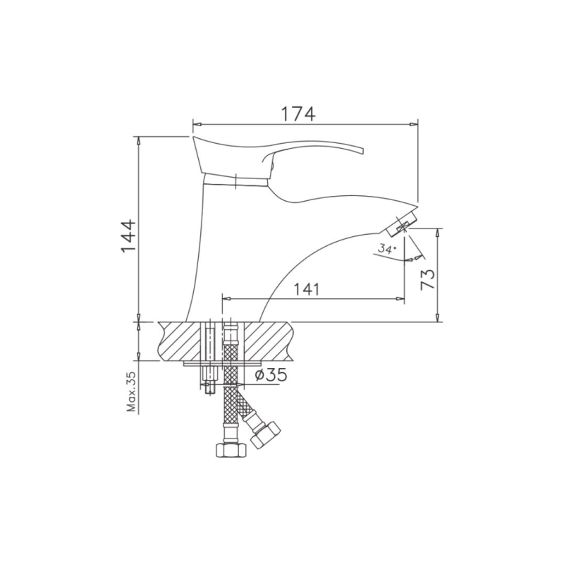 HB1001 Смеситель HAIBA д/раковины, однорыч.хром