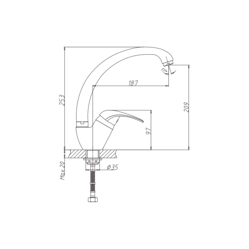 HB4103-2 Смеситель HAIBA д/кухни гайка хром