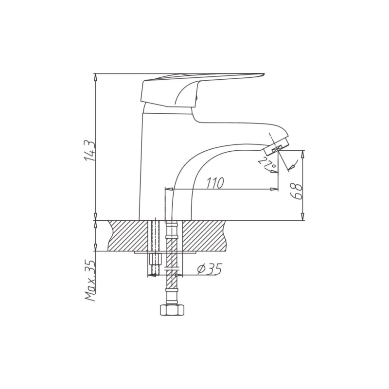 HB1004 Смеситель HAIBA д/раковины, однорыч.хром