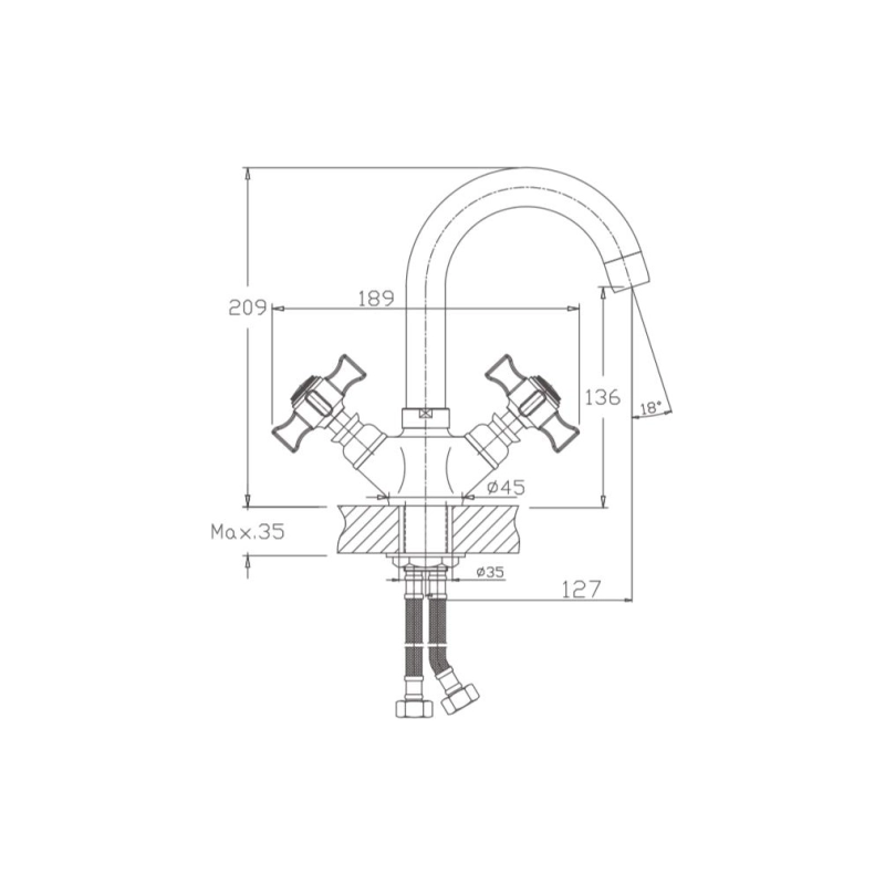 HB4524 Смеситель HAIBA д/кухни гайка хром