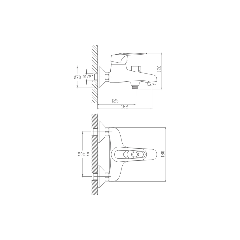 CN3204 Смеситель CRON д/ванны кор.излив